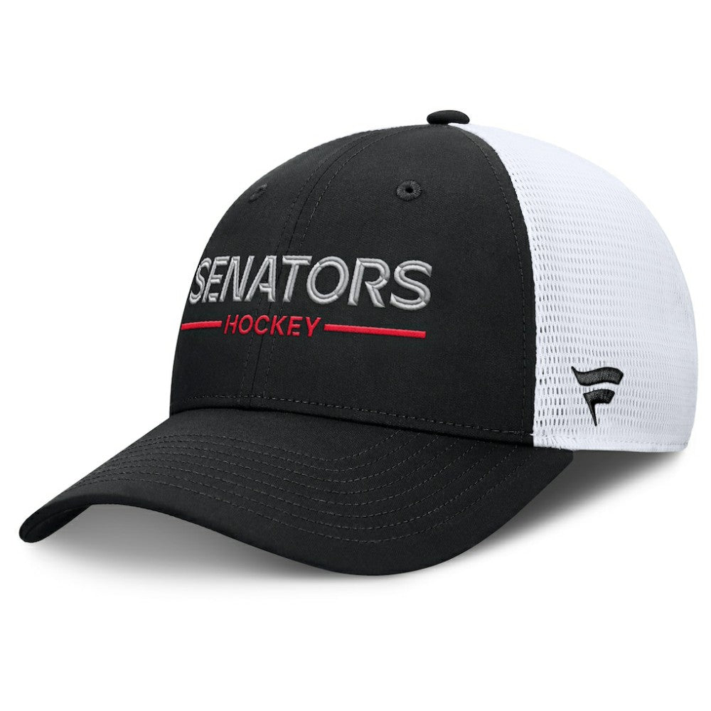 NHL Black/White Ottawa Senators Fanatics Authentic Pro Rink Lockup Adjustable Trucker Hat