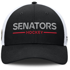 NHL Black/White Ottawa Senators Fanatics Authentic Pro Rink Lockup Adjustable Trucker Hat