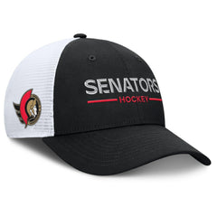NHL Black/White Ottawa Senators Fanatics Authentic Pro Rink Lockup Adjustable Trucker Hat