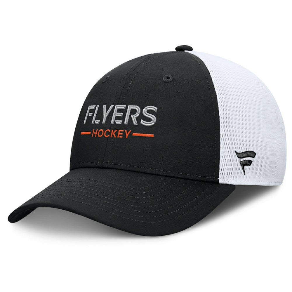 NHL Black/White Philadelphia Flyers Fanatics Authentic Pro Rink Lockup Adjustable Trucker Hat