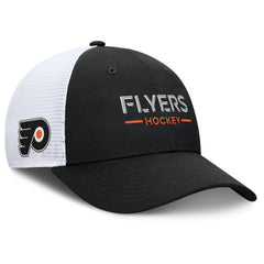 NHL Black/White Philadelphia Flyers Fanatics Authentic Pro Rink Lockup Adjustable Trucker Hat