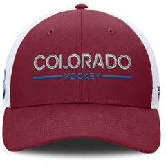 NHL Burgundy/White Colorado Avalanche Fanatics Authentic Pro Rink Lockup Adjustable Trucker Hat