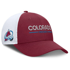 NHL Burgundy/White Colorado Avalanche Fanatics Authentic Pro Rink Lockup Adjustable Trucker Hat