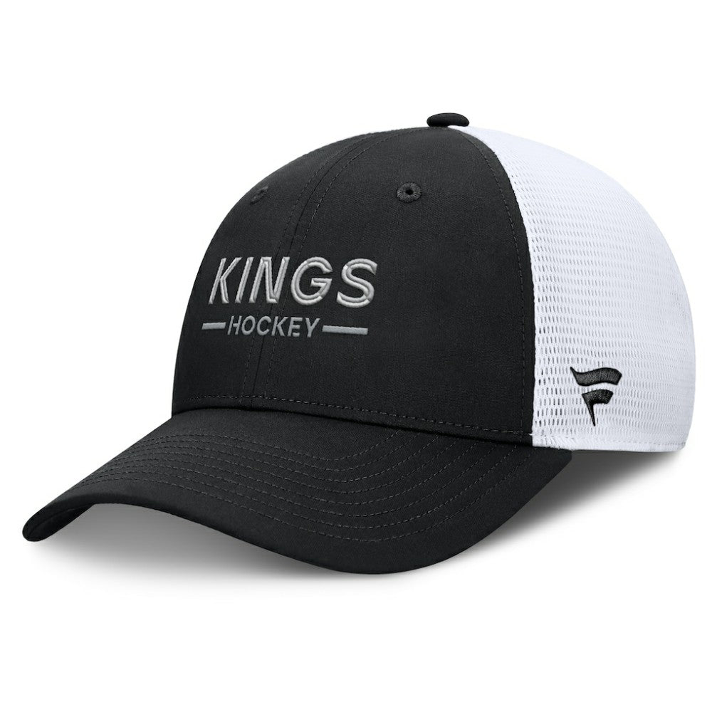 NHL Black/White Los Angeles Kings Fanatics Authentic Pro Rink Lockup Adjustable Trucker Hat