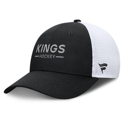 NHL Black/White Los Angeles Kings Fanatics Authentic Pro Rink Lockup Adjustable Trucker Hat