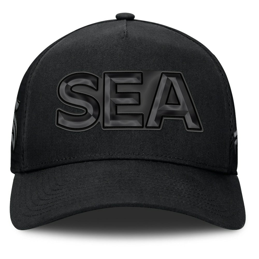 NHL Black Seattle Kraken Fanatics Authentic Pro Road Team Code Trucker Adjustable Hat