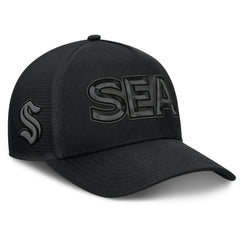 NHL Black Seattle Kraken Fanatics Authentic Pro Road Team Code Trucker Adjustable Hat