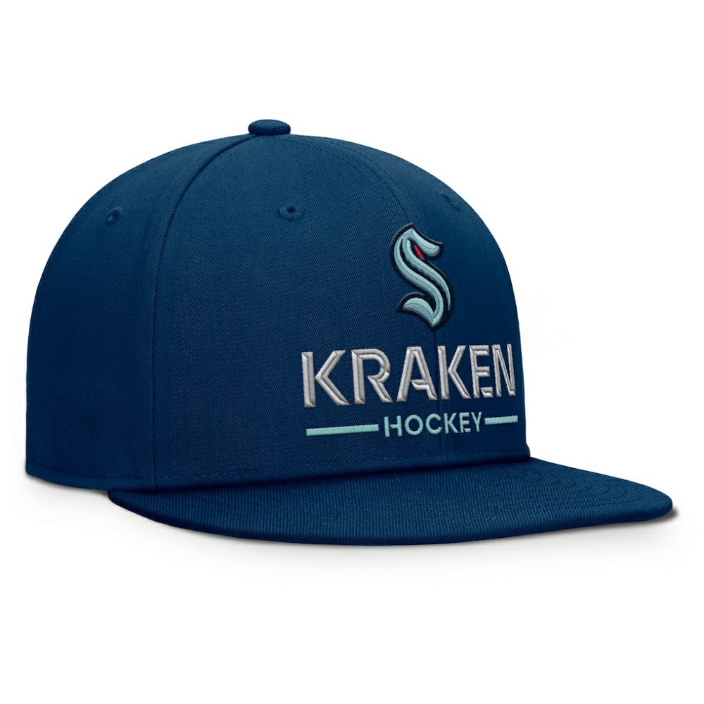 NHL Deep Sea Blue Seattle Kraken Fanatics Authentic Pro Rink Lockup Snapback Hat