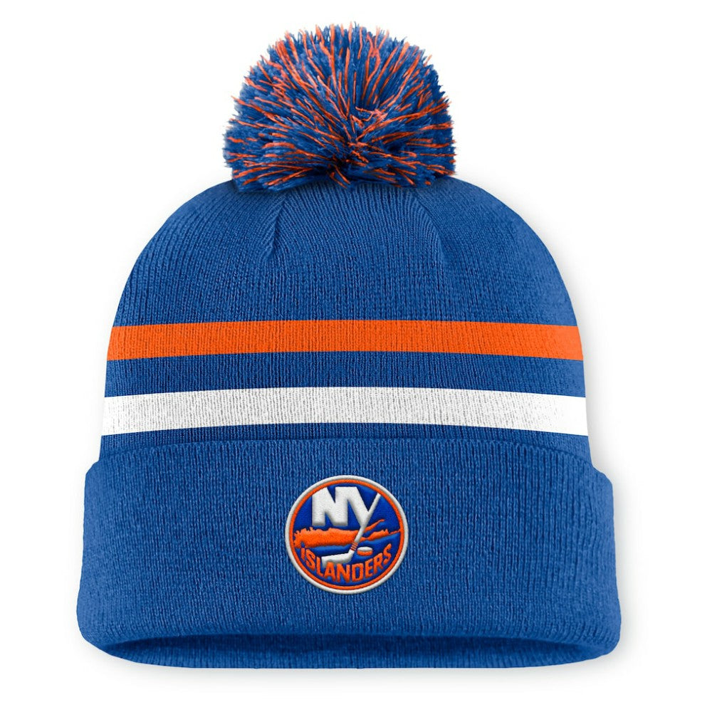 NHL Royal New York Islanders Fanatics Authentic Pro Rink Cuffed Knit Hat with Pom