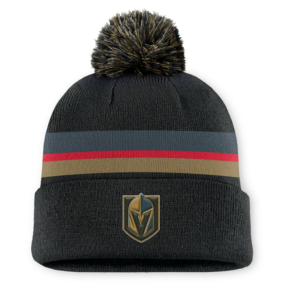 NHL Charcoal Vegas Golden Knights Fanatics Authentic Pro Rink Cuffed Knit Hat with Pom