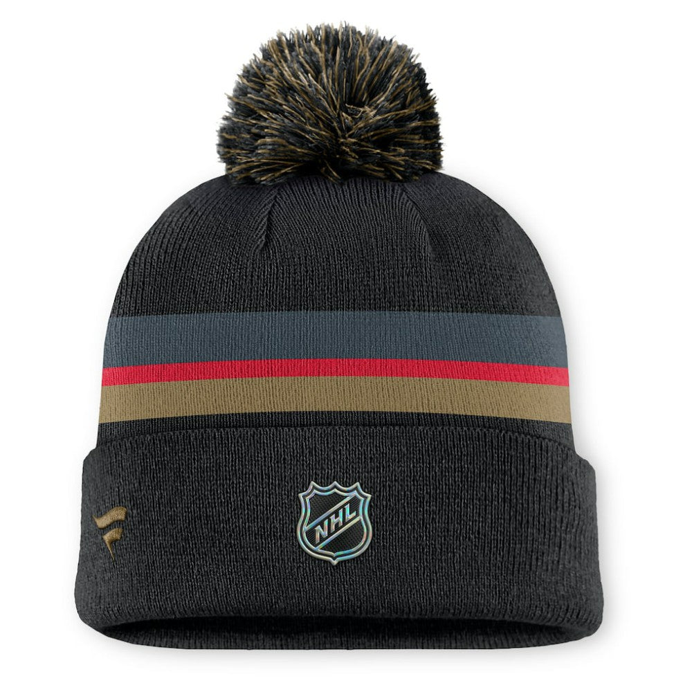 NHL Charcoal Vegas Golden Knights Fanatics Authentic Pro Rink Cuffed Knit Hat with Pom