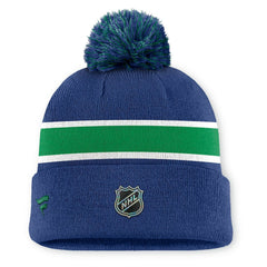 NHL Blue Vancouver Canucks Fanatics Authentic Pro Rink Cuffed Knit Hat with Pom
