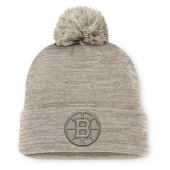 NHL Tan Boston Bruins Fanatics Authentic Pro Road Cuffed Knit Hat with Pom