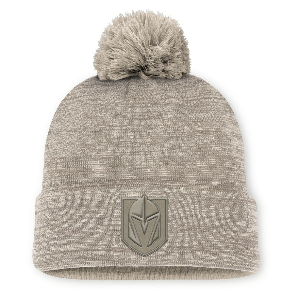 NHL Tan Vegas Golden Knights Fanatics Authentic Pro Road Cuffed Knit Hat with Pom