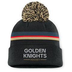 NHL Black Vegas Golden Knights Fanatics Women's Authentic Pro Rink Cuffed Knit Hat with Pom