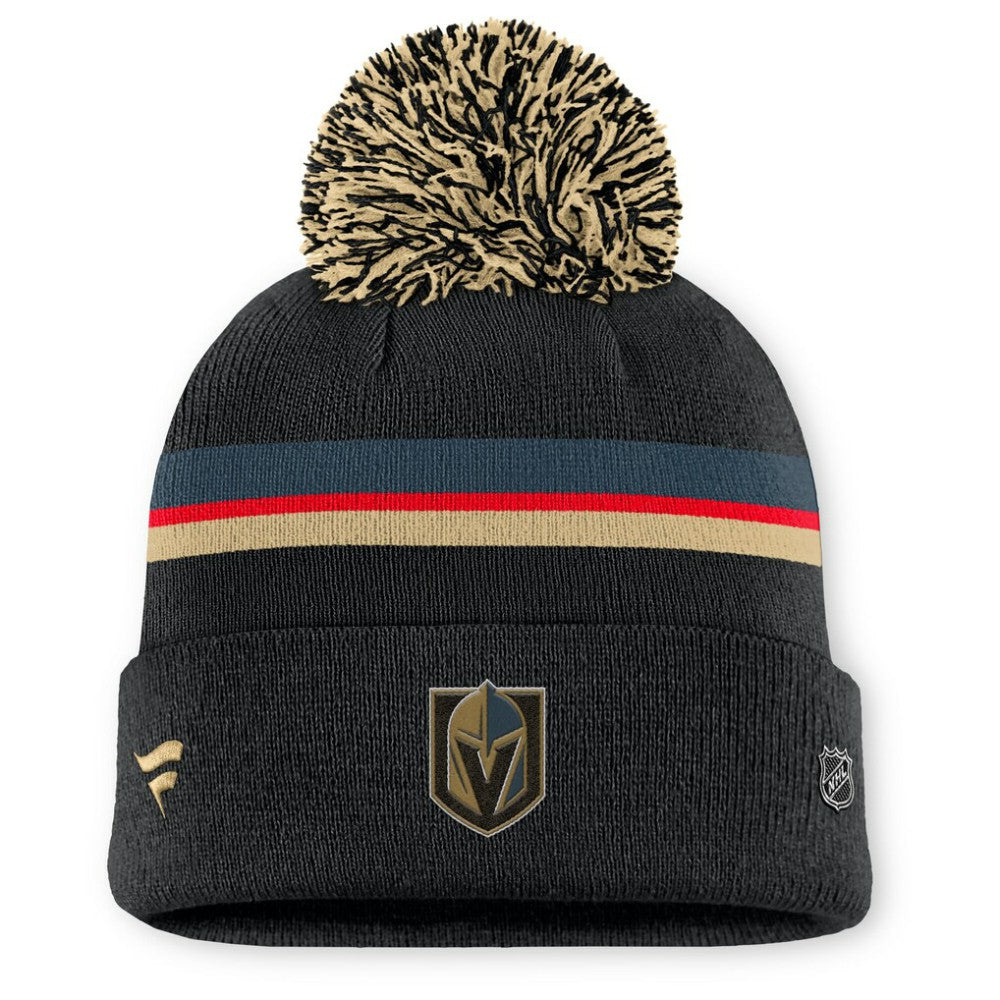 NHL Black Vegas Golden Knights Fanatics Women's Authentic Pro Rink Cuffed Knit Hat with Pom