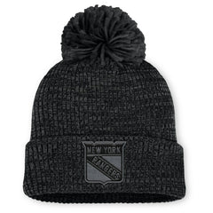 NHL Black New York Rangers Fanatics Women's Authentic Pro Road Cuffed Knit Hat with Pom