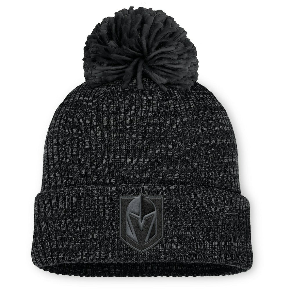 NHL Black Vegas Golden Knights Fanatics Women's Authentic Pro Road Cuffed Knit Hat with Pom