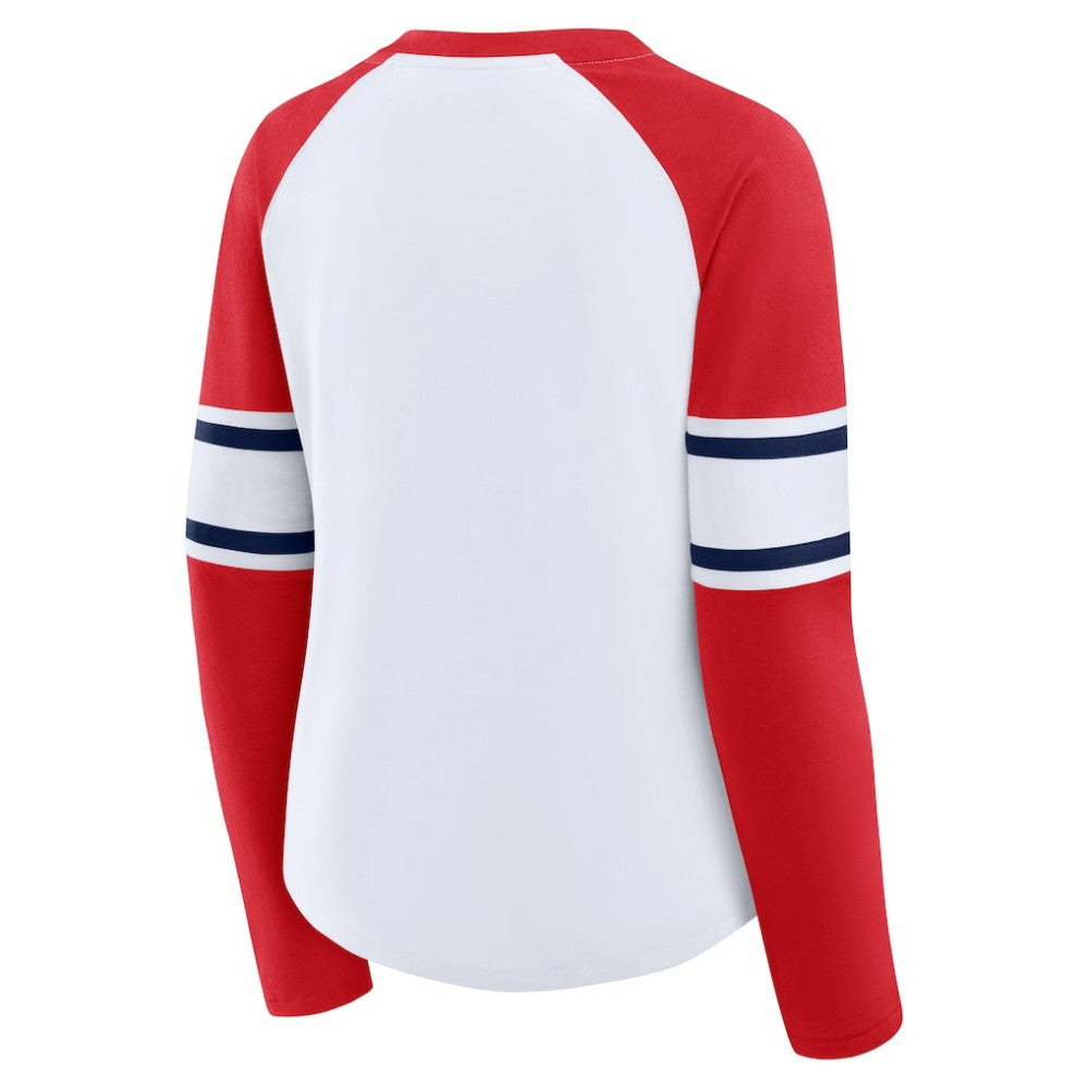 MLB St. Louis Cardinals Fanatics Women's Blitz Package Raglan Lace-Up V-Neck Long Sleeve T-Shirt