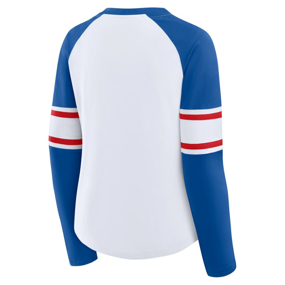 MLB Chicago Cubs Fanatics Women's Blitz Package Raglan Lace-Up V-Neck Long Sleeve T-Shirt
