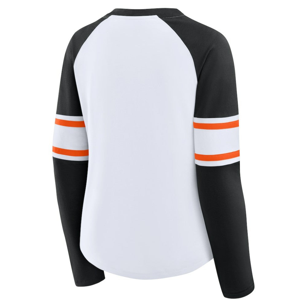 MLB Baltimore Orioles Fanatics Women's Blitz Package Raglan Lace-Up V-Neck Long Sleeve T-Shirt
