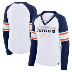 MLB Houston Astros Fanatics Women's Blitz Package Raglan Lace-Up V-Neck Long Sleeve T-Shirt