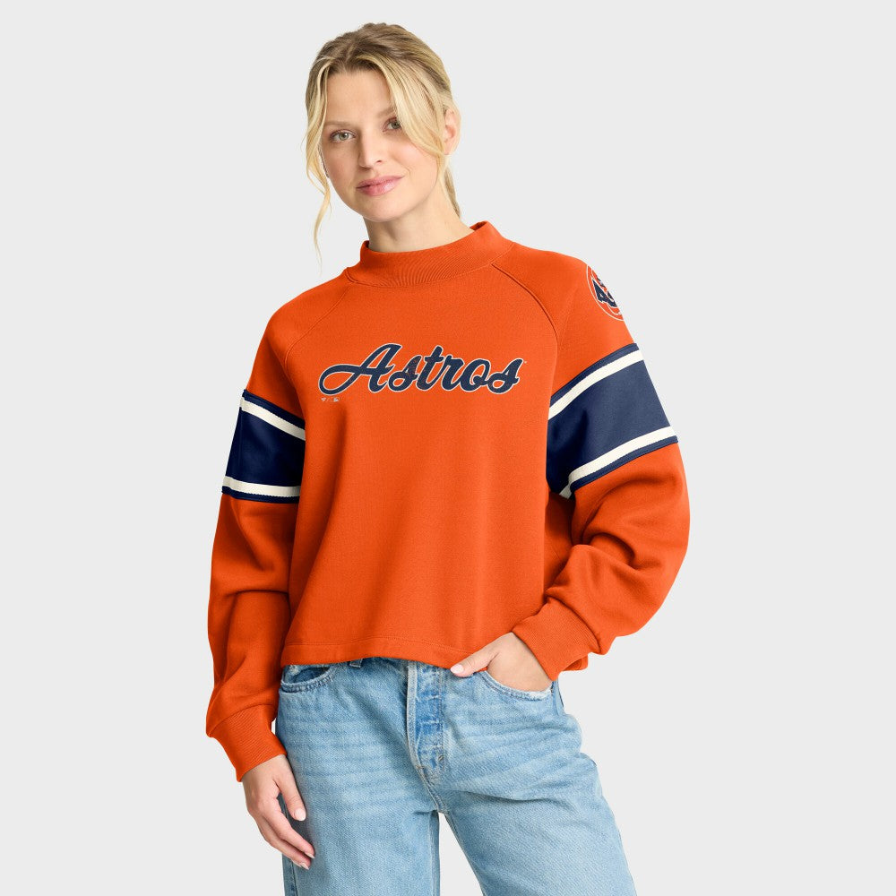 MLB Houston Astros Fanatics Women's Oversized Toss Sweep Raglan Pullover Sweatshirt