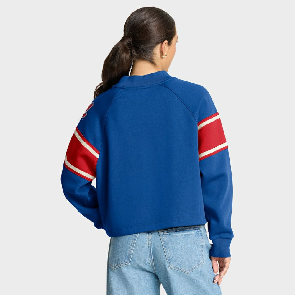 MLB Atlanta Braves Fanatics Women's Oversized Toss Sweep Raglan Pullover Sweatshirt
