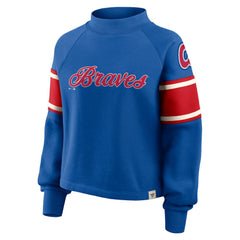 MLB Atlanta Braves Fanatics Women's Oversized Toss Sweep Raglan Pullover Sweatshirt