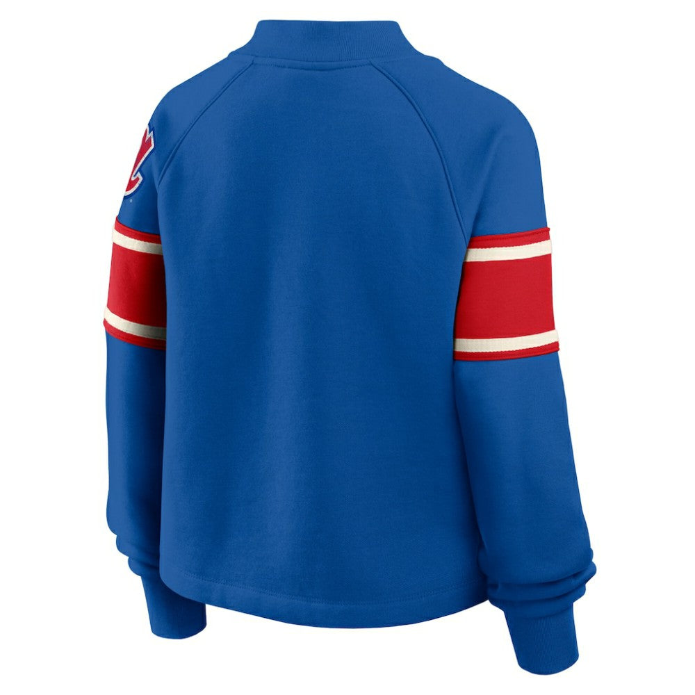 MLB Atlanta Braves Fanatics Women's Oversized Toss Sweep Raglan Pullover Sweatshirt