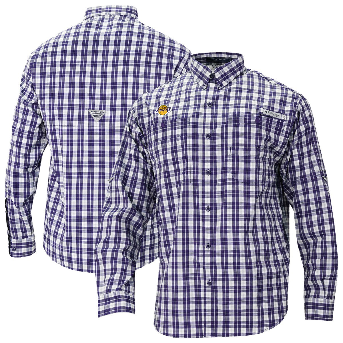 NBA Los Angeles Lakers Super Tamiami Omni-Shade Long Sleeve Button-Down Shirt