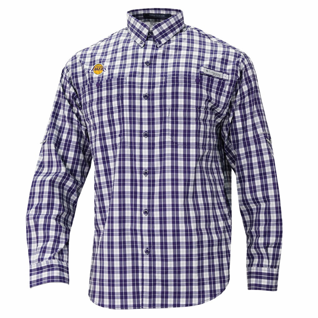NBA Los Angeles Lakers Super Tamiami Omni-Shade Long Sleeve Button-Down Shirt