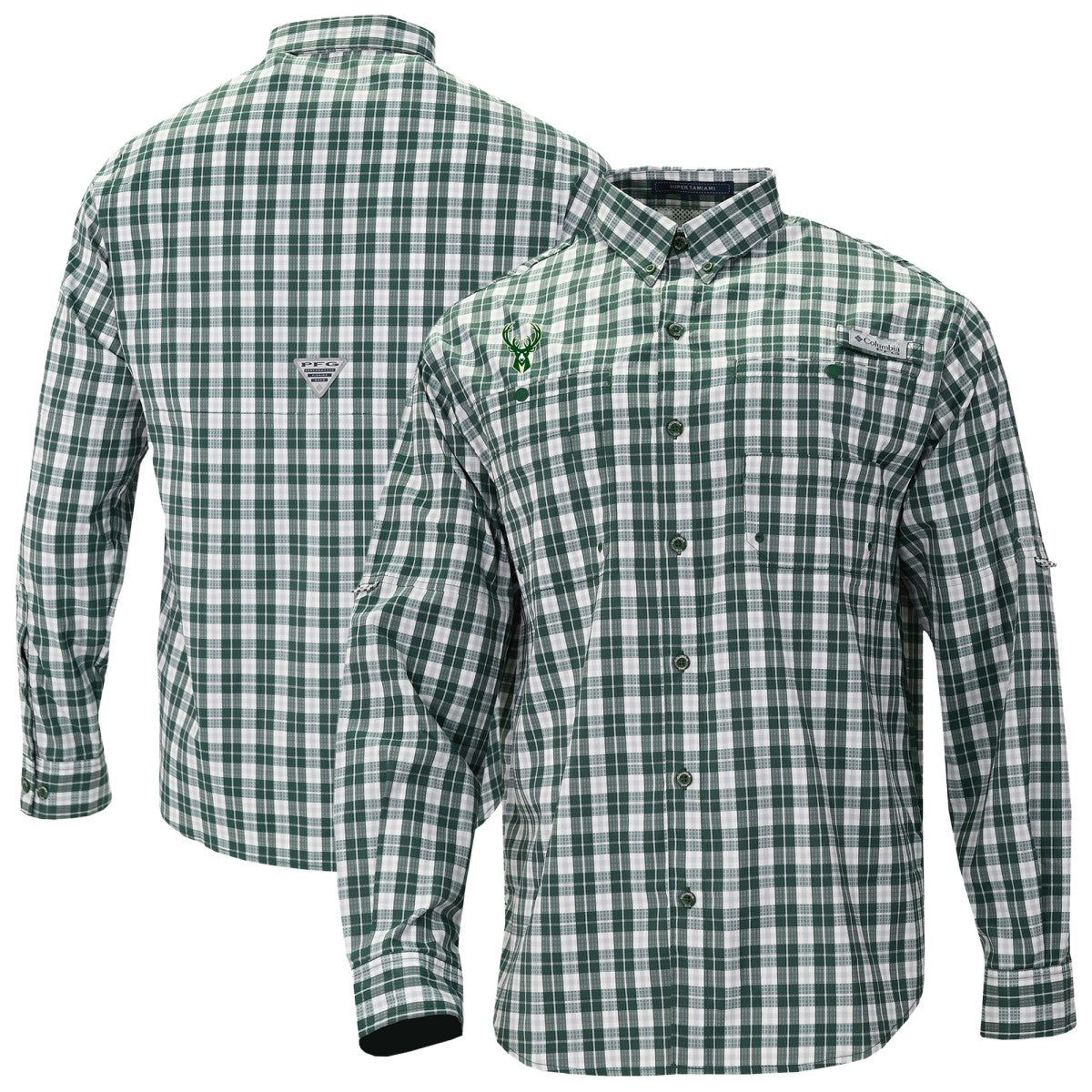 NBA Milwaukee Bucks Super Tamiami Omni-Shade Long Sleeve Button-Down Shirt