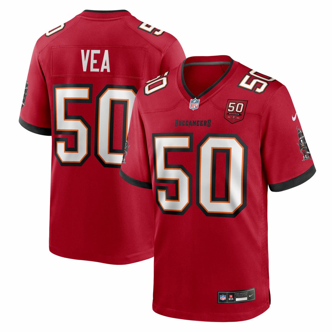 Vita Vea  50th Season Team Game Jersey - Tampa Bay Buccaneers