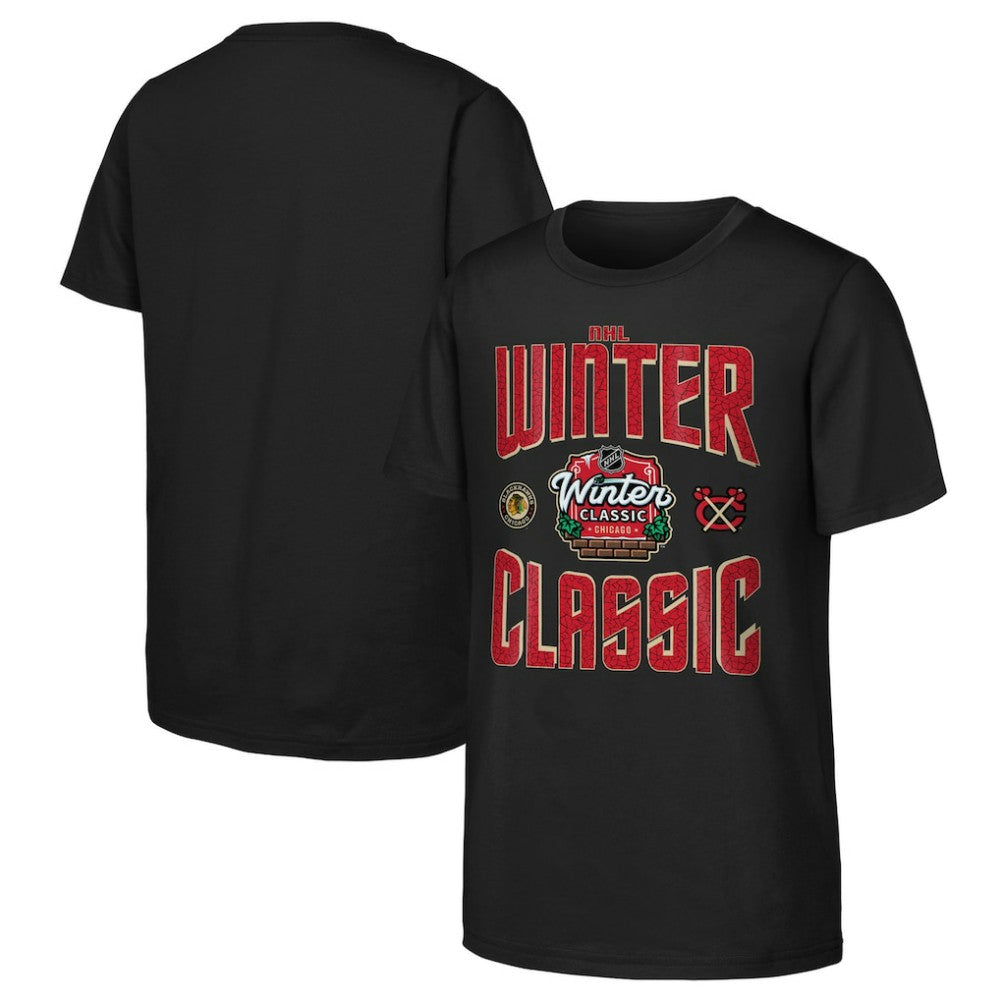 NHL Black Chicago Blackhawks Youth 2025 NHL Winter Classic Game Day T-Shirt