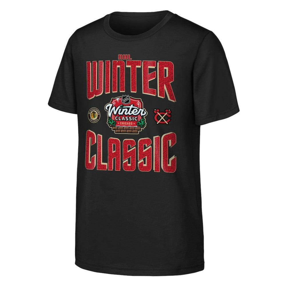 NHL Black Chicago Blackhawks Youth 2025 NHL Winter Classic Game Day T-Shirt