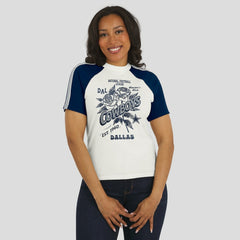 WEAR by Erin Andrews Women's Sleeve Stripe Distressed Raglan T-Shirt - Dallas Cowboys