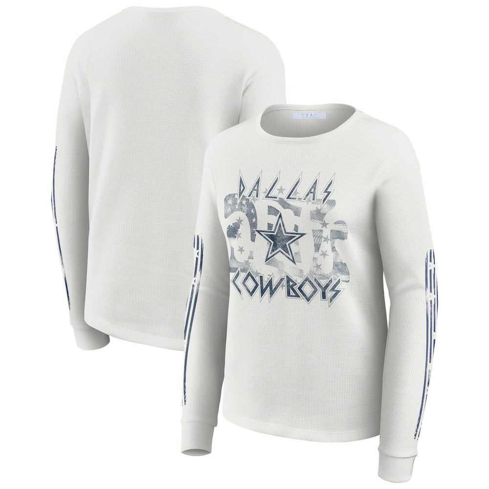 WEAR by Erin Andrews Women's Graphic Waffle Long-Sleeve T-Shirt - Dallas Cowboys