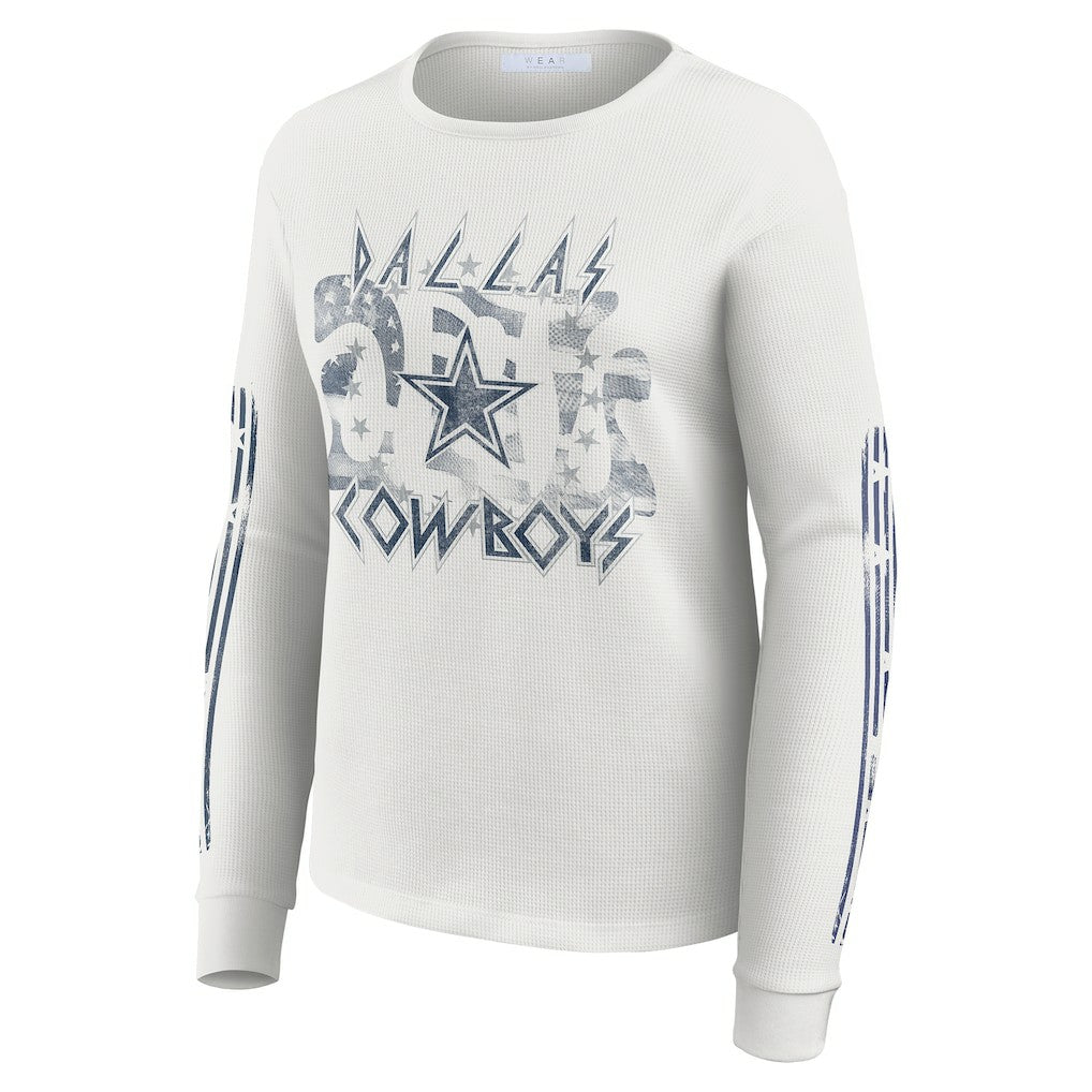 WEAR by Erin Andrews Women's Graphic Waffle Long-Sleeve T-Shirt - Dallas Cowboys