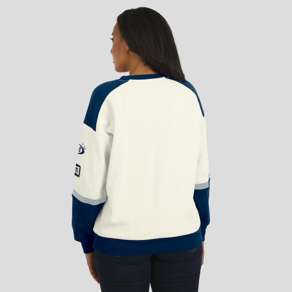 WEAR by Erin Andrews Women's Racing Crew V-Neck Sweatshirt - Dallas Cowboys