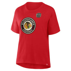 NHL Athletic Red Chicago Blackhawks Fanatics Women's 2025 Winter Classic Primary Logo T-Shirt