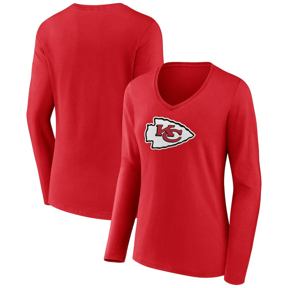 Women's Primary Logo Long Sleeve V-Neck T-Shirt - Kansas City Chiefs