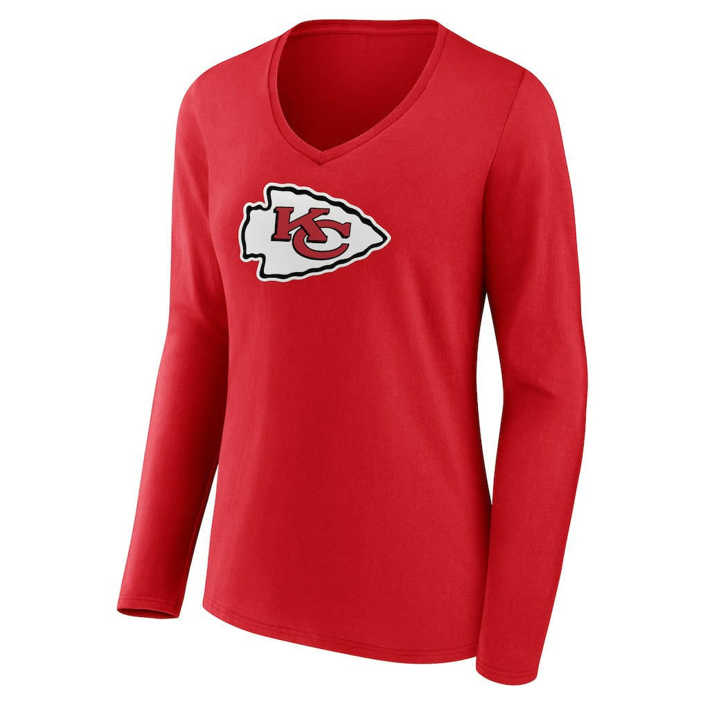 Women's Primary Logo Long Sleeve V-Neck T-Shirt - Kansas City Chiefs