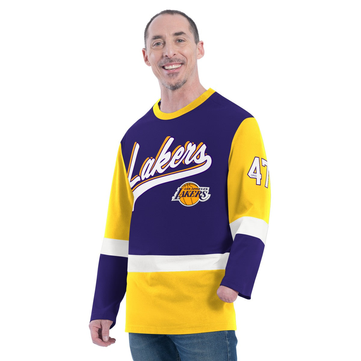 NBA Los Angeles Lakers G-III Sports by Carl Banks Adaptive Rugby Long Sleeve Top