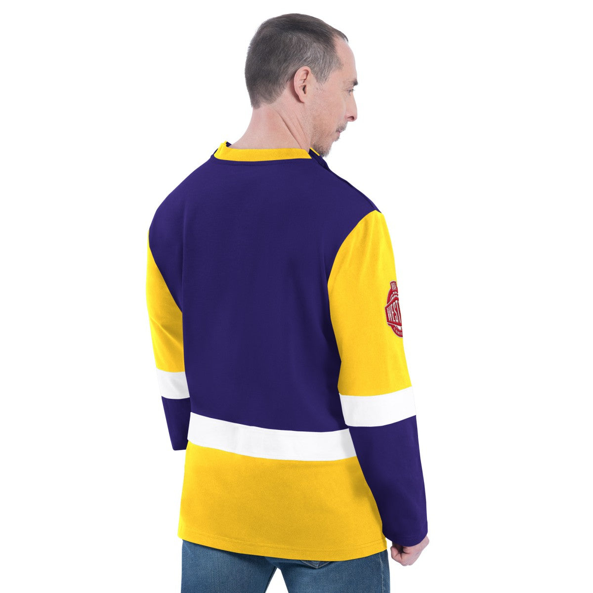 NBA Los Angeles Lakers G-III Sports by Carl Banks Adaptive Rugby Long Sleeve Top