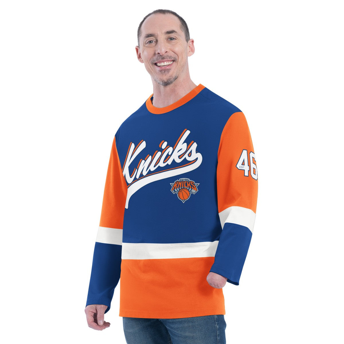 NBA New York Knicks G-III Sports by Carl Banks Adaptive Rugby Long Sleeve Top