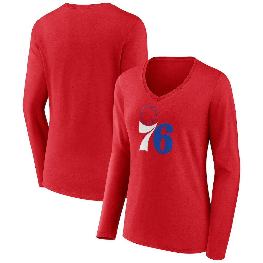 NBA Philadelphia 76ers Women's Primary Logo Long Sleeve V-Neck T-Shirt