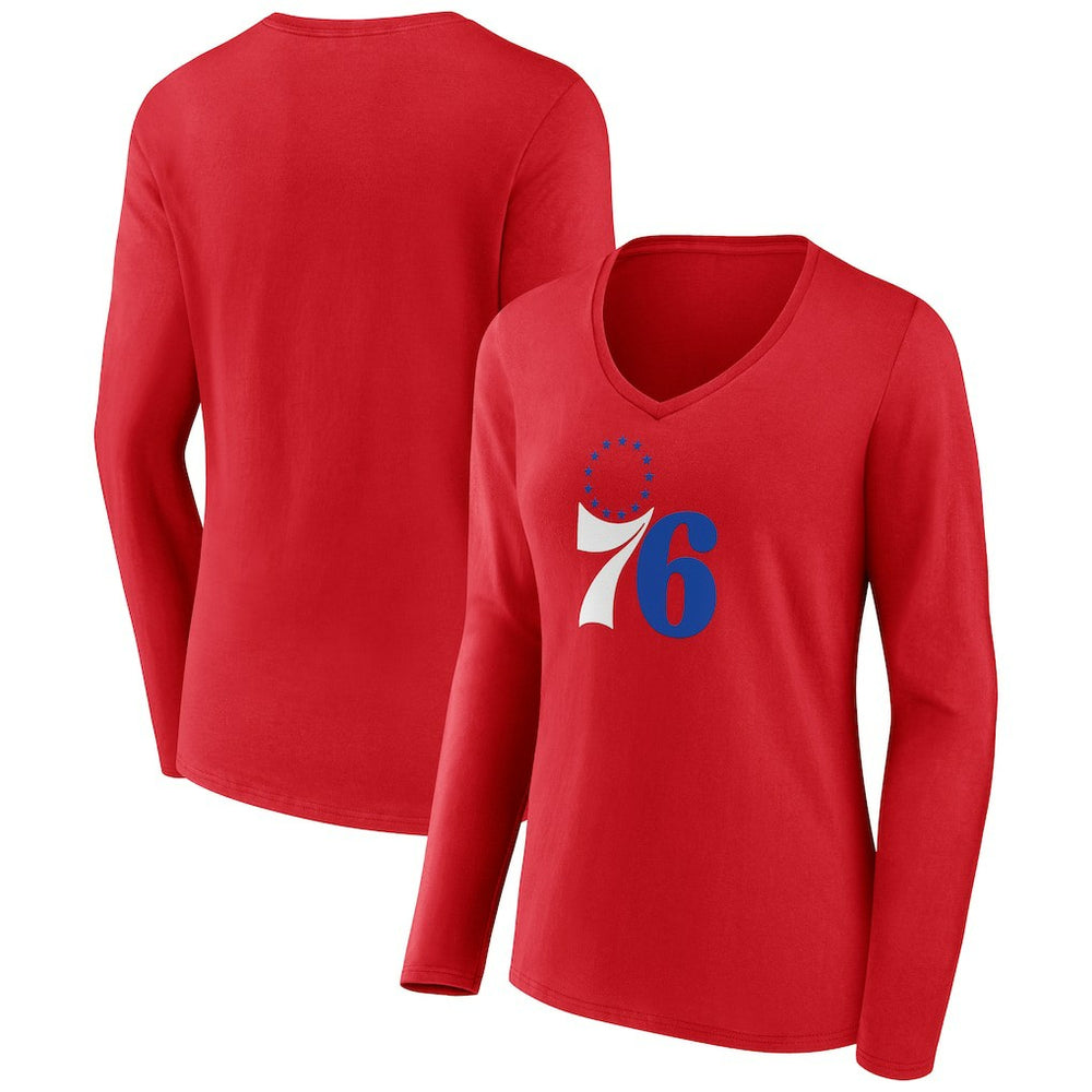 NBA Philadelphia 76ers Women's Primary Logo Long Sleeve V-Neck T-Shirt