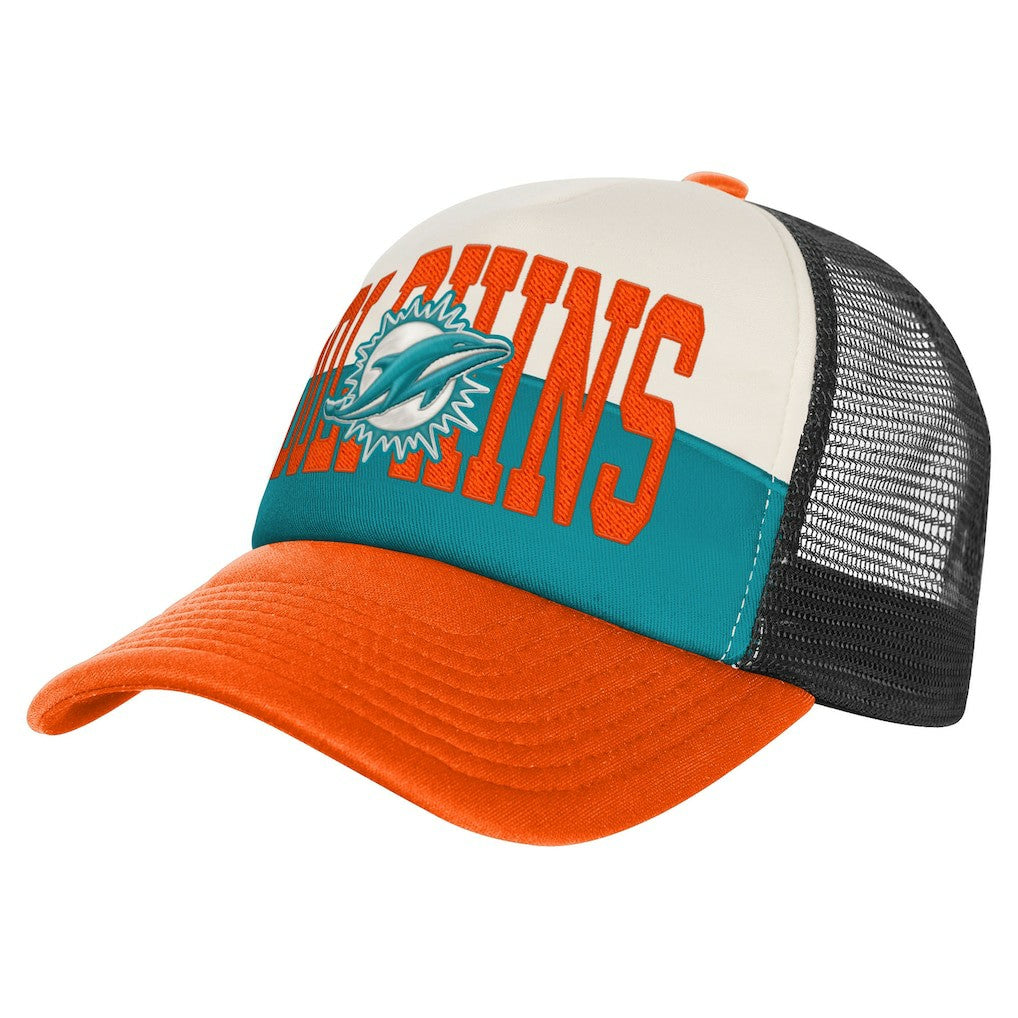 Youth Modern Fan Trucker Adjustable Hat - Miami Dolphins