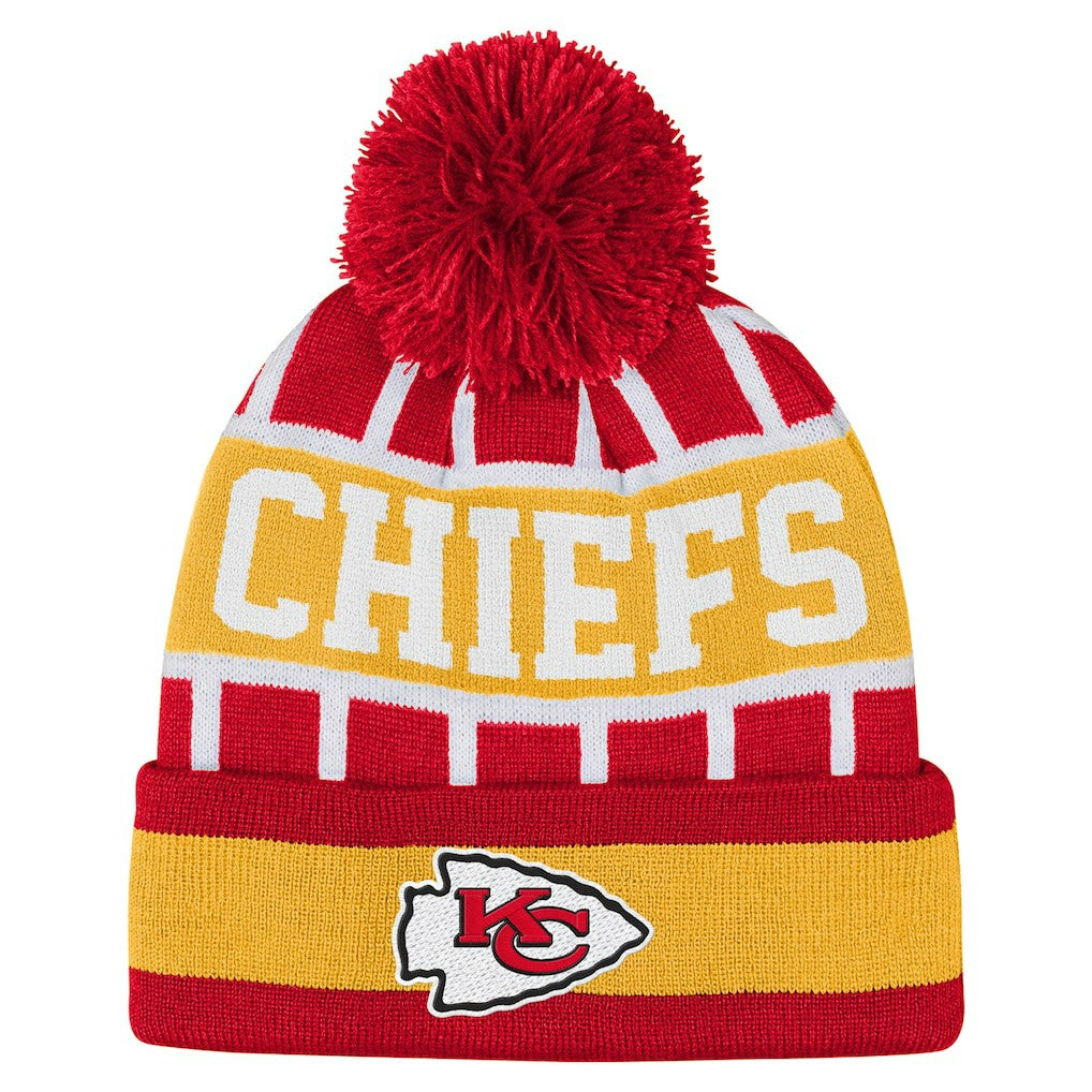 Outerstuff Youth Go Fast Cuffed Knit Hat with Pom - Kansas City Chiefs